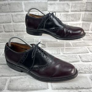 Allen Edmonds Shelton Men's Size 9 D 2-Tone Black and Burgundy Oxfords Shoes